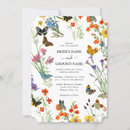 Invitación Watercolor Flores silvestres mariposas Boda floral
