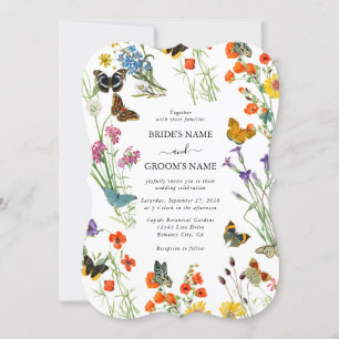 Invitación Watercolor Flores silvestres mariposas Boda floral