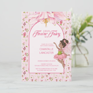 Invitación Watercolor Flower Fairy Baby Shower