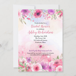 Invitación Watercolor Flower Garden Bridal Shower Fiesta