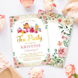 Invitación Watercolor Flower Garden Tea Fiestas Chicas Cumple