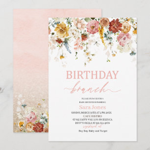 Invitación Watercolor Flowers Birthday brunch Baby Shower