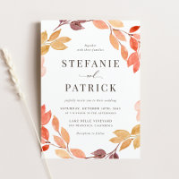 Watercolor Foliage otoño Wreath Fall Wedding