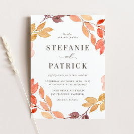 Invitación Watercolor Foliage otoño Wreath Fall Wedding