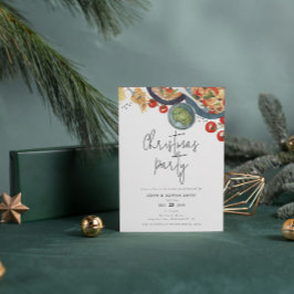 Invitación Watercolor Food Pasta Navidades Fiesta