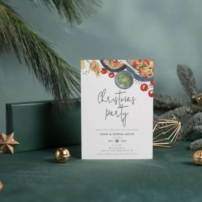Invitación Watercolor Food Pasta Navidades Fiesta (Subido por el creador)