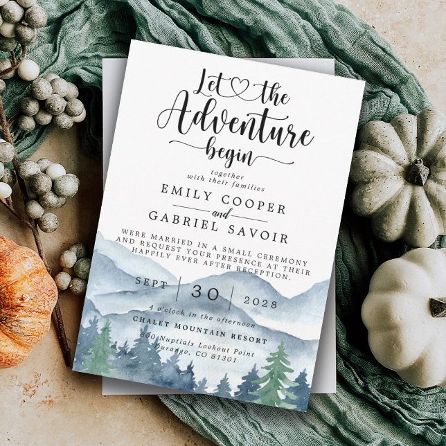 Invitación Watercolor Forest Mountain Wedding (Subido por el creador)