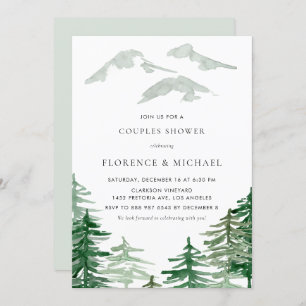 Invitación Watercolor Forest Winter Woodland Couples Shower