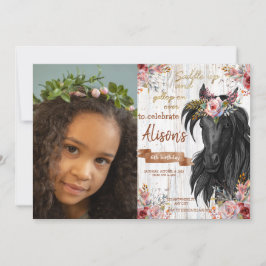 Invitación Watercolor Foto Caballo de cumpleaños