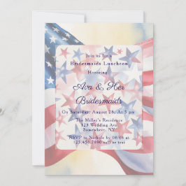 Invitación Watercolor Fourth Of July Bridesmaids Luncheon