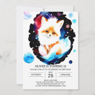 Invitación Watercolor Fox Birthday Adventure