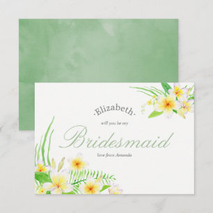 Invitación Watercolor Frangipani Boda Be My Bridesmaid