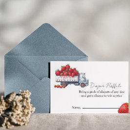 Invitación Watercolor Fresa Diaper raffre de bebé ducha