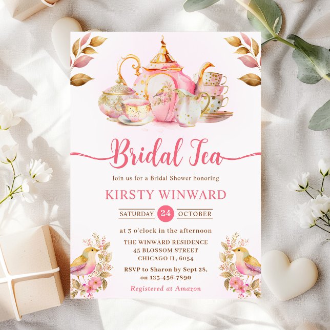 Invitación Watercolor Fresa Tea Fiesta Bridal Ducha (Subido por el creador)
