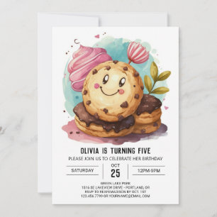 Invitación Watercolor Fun Boho Cookies Cumpleaños
