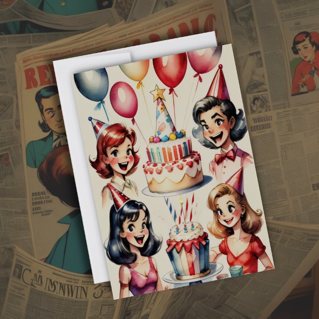 Invitación Watercolor Funny Comic Birthday Scene (Subido por el creador)