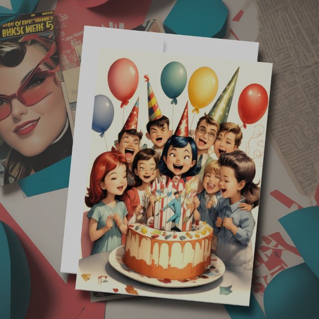 Invitación Watercolor Funny Comic Birthday Scene (Subido por el creador)