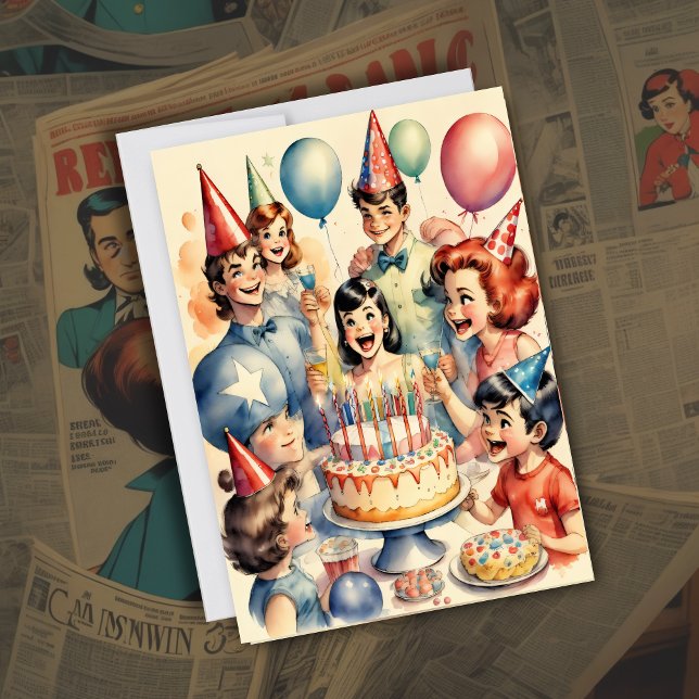 Invitación Watercolor Funny Comic Birthday Scene (Subido por el creador)