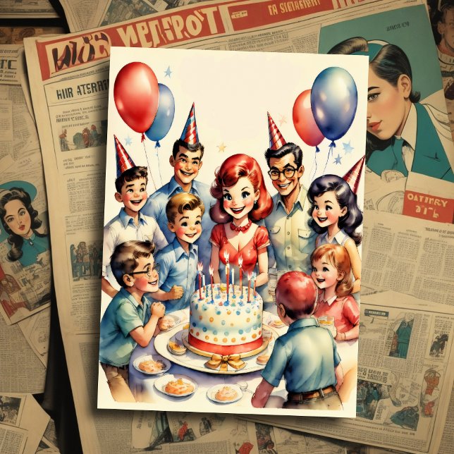 Invitación Watercolor Funny Comic Birthday Scene (Subido por el creador)