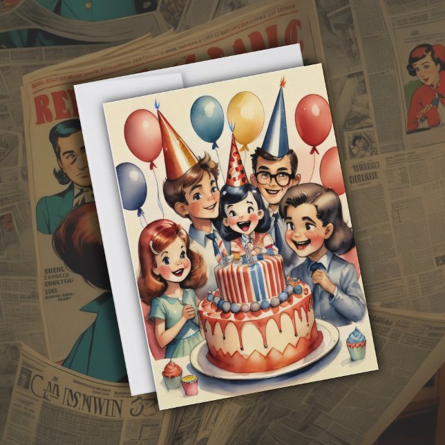 Invitación Watercolor Funny Comic Birthday Scene (Subido por el creador)