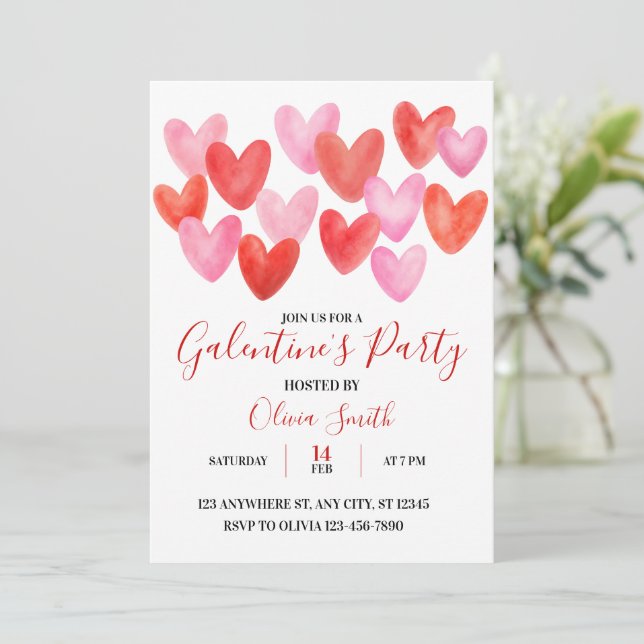 INVITACIÓN WATERCOLOR GALENTINES DAY PARTY INVITATION (Anverso de pie)