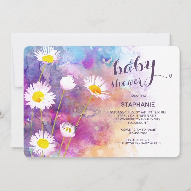 Invitación Watercolor Garden Flowers Baby Shower (Anverso)