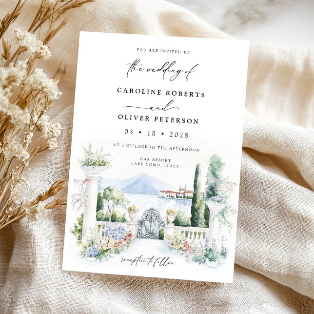 Invitación Watercolor Garden Lake Boda de paisajes italianos (Subido por el creador)
