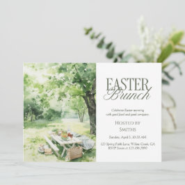 Invitación Watercolor Garden Picnic Easter Brunch Elegant 