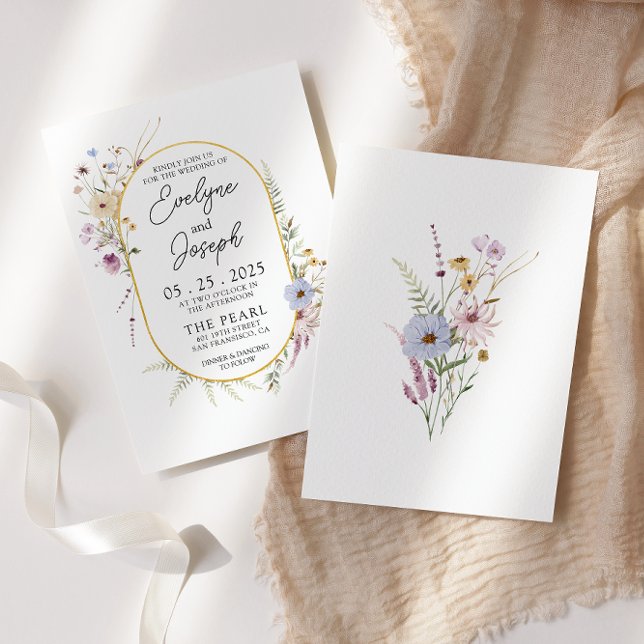 Invitación Watercolor Garden Wildflowers Boho Boda moderno (Subido por el creador)