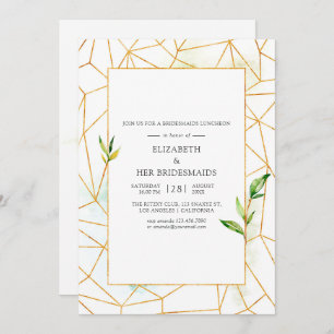 Invitación Watercolor Geométrica Cristal Bridesmaids Luncheon