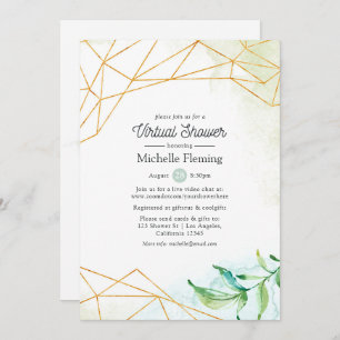 Invitación Watercolor Geométrico Bebé Virtual o Ducha Británi