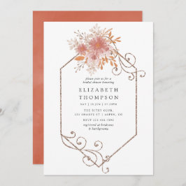 Invitación Watercolor Geométrico Terracotta Bridal Shower