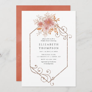 Invitación Watercolor Geométrico Terracotta Bridal Shower