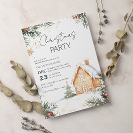 Invitación Watercolor Gigerbread House Navidades Fiesta