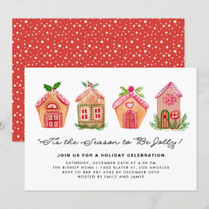 Invitación Watercolor Gingerbread Fiesta de Vacaciones