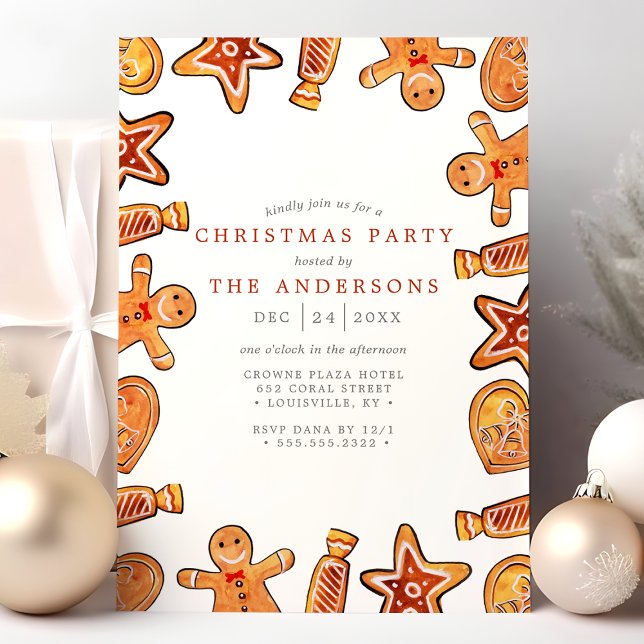 Invitación Watercolor Gingerbread Navidades Fiestas (Subido por el creador)