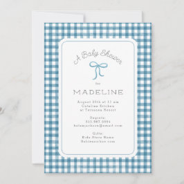 Invitación Watercolor Gingham Blue Baby Shower