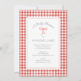 Invitación Watercolor Gingham Red Baby Shower
