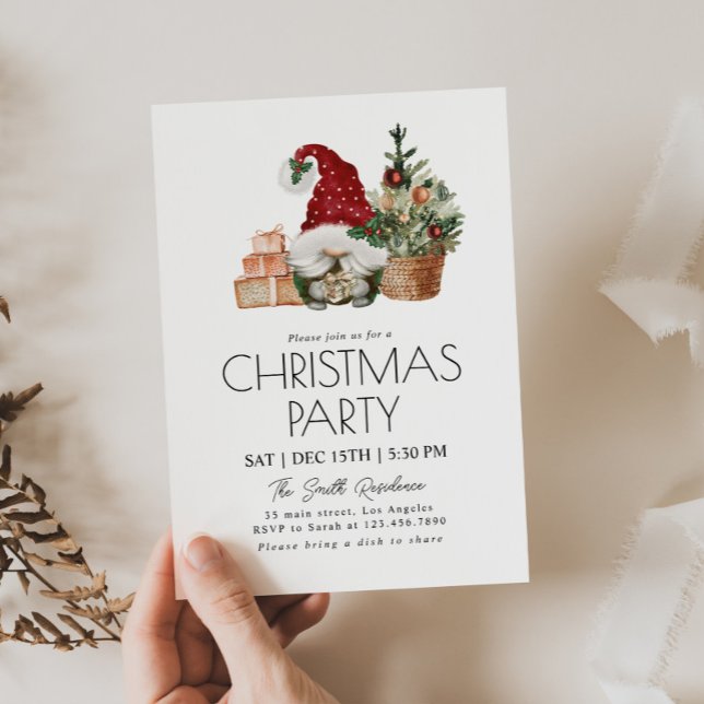 Invitación Watercolor Gnome Regalos Fiesta Árbol de Navidad (Subido por el creador)