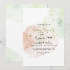 Invitación Watercolor Gold Confetti Baby Shower