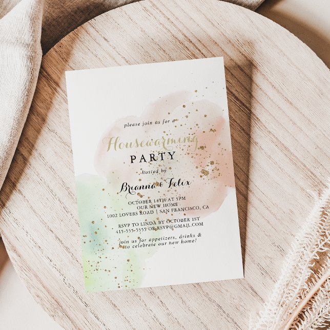 Invitación Watercolor Gold Confetti Fiesta (Subido por el creador)