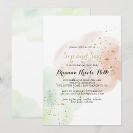 Invitación Watercolor Gold Confetti Sip y See