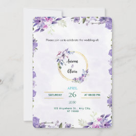 Invitación Watercolor Gold & Purple Invitation