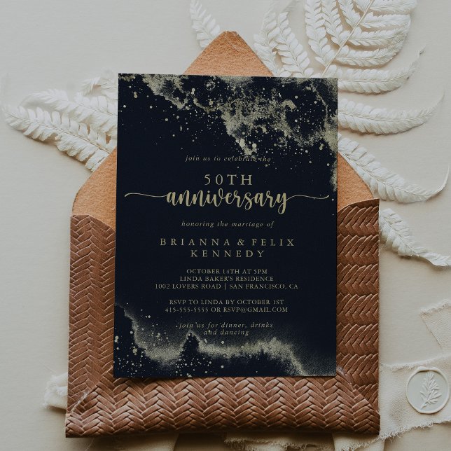 Invitación Watercolor Gold Splash 50° aniversario Boda (Subido por el creador)