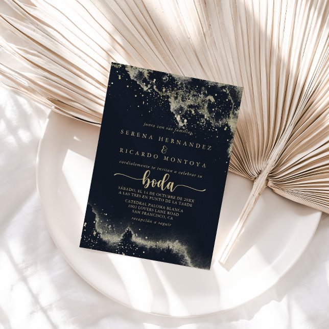 Invitación Watercolor Gold Splash Boda español (Subido por el creador)