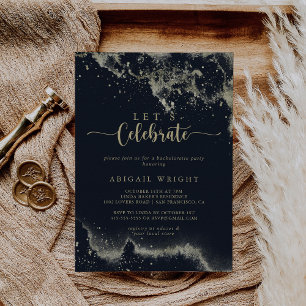 Invitación Watercolor Gold Splash Celebremos al Fiesta