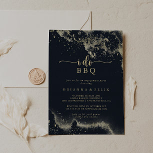 Invitación Watercolor Gold Splash I Do BBQ Engagement Party