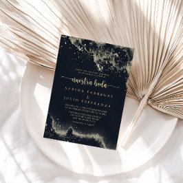 Invitación Watercolor Gold Splash Nuestra Boda Boda