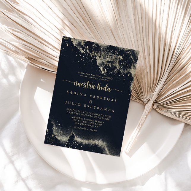 Invitación Watercolor Gold Splash Nuestra Boda Boda (Subido por el creador)