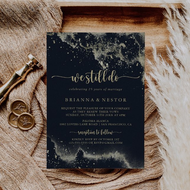 Invitación Watercolor Gold Splash Seguimos Jurando Renovación (Subido por el creador)